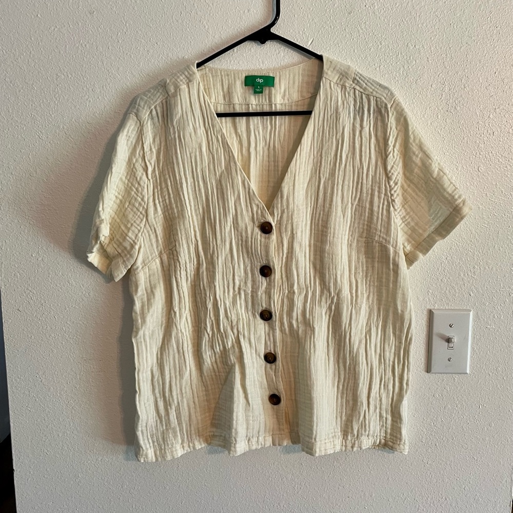 Cream button down shirt